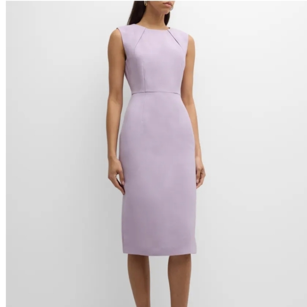 Roland Mouret Elegant Wool and Silk Lavender Sleeveless Sheath Midi Dress Sz 10